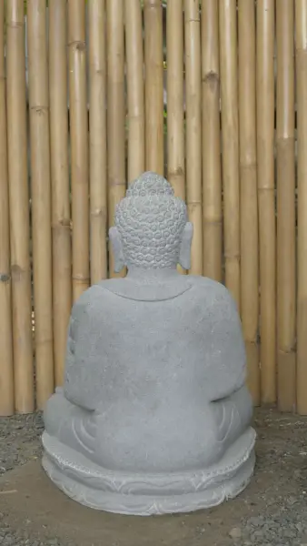Product image 3 of the product “Seated Buddha made of Riverstone in Dharmachakra position - gesture of wheel of the teaching of Dharma. About 61cm height. ”
